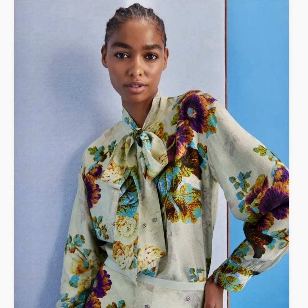 Tory Burch Floral Blouse - Cream and Purple